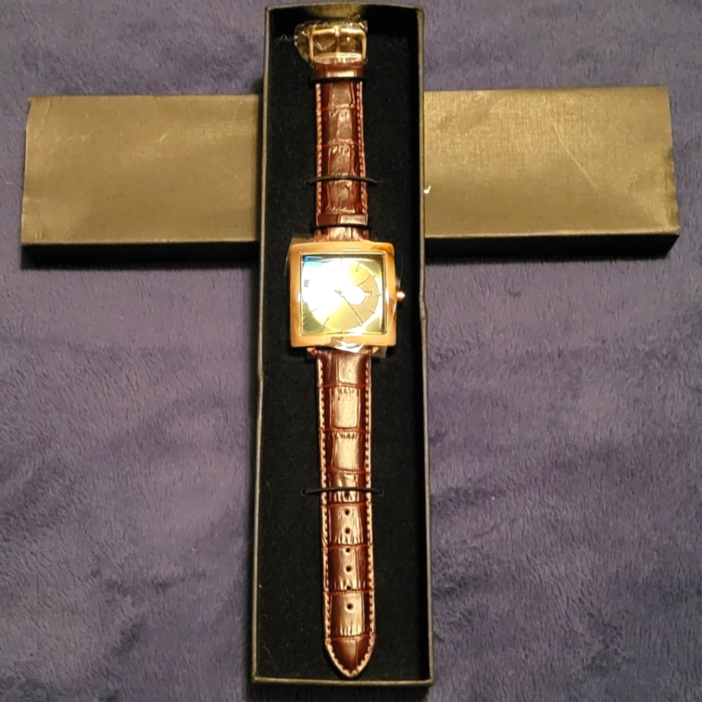Puredial wrist watch, genuine brown leather, NWOT